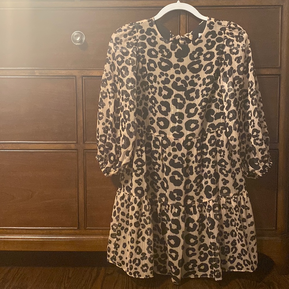 Julie Brown NY leopard puff sleeve mini dress, xs, NWT